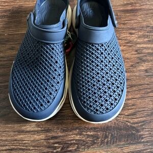 Skechers Blue and Cream Slip-On Loafers with Breathable Mesh